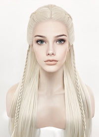 Platinum Blonde Braided Lace Front Synthetic Wig LF2126