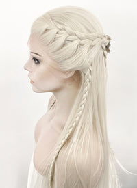 Platinum Blonde Braided Lace Front Synthetic Wig LF2126