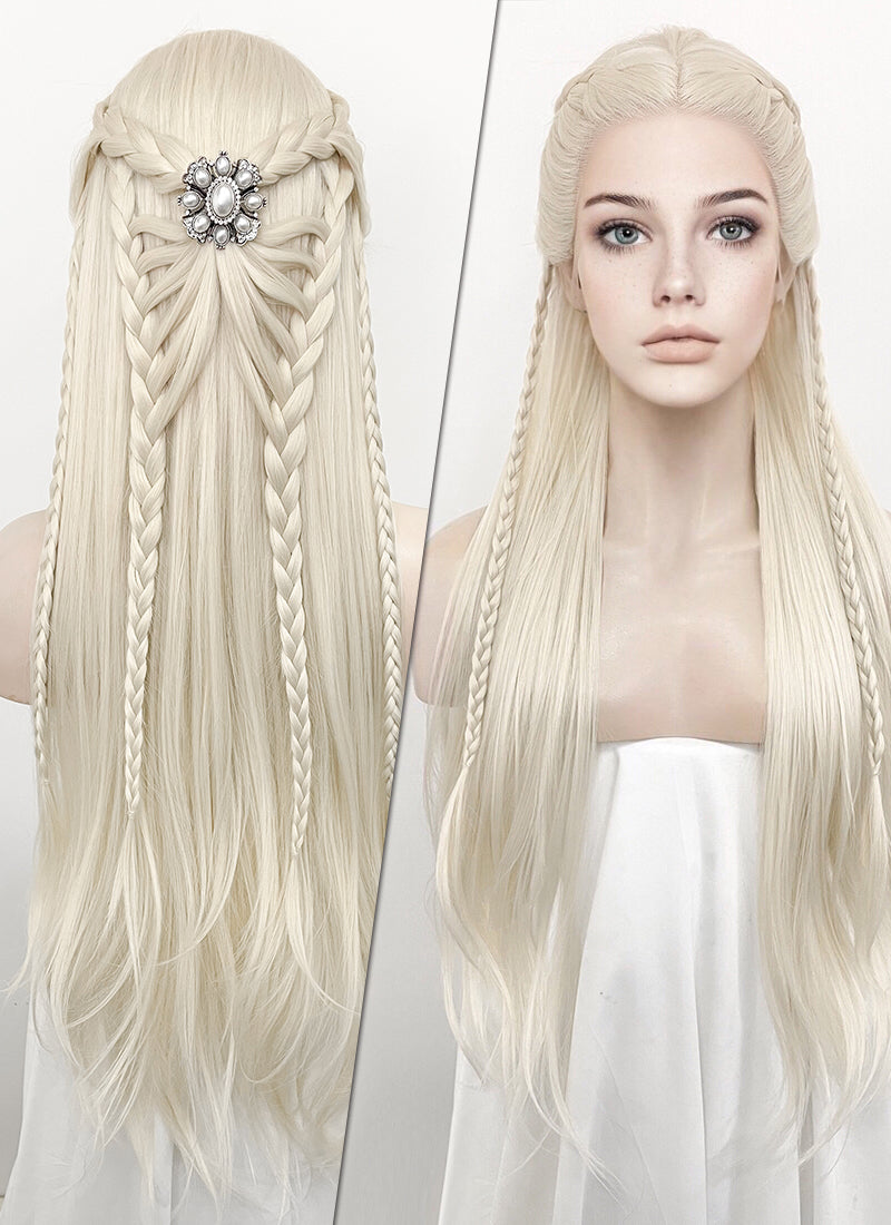 Platinum Blonde Braided Lace Front Synthetic Wig LF2126