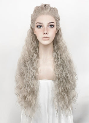 Silver Grey Braided Lace Front Synthetic Wig LF2127