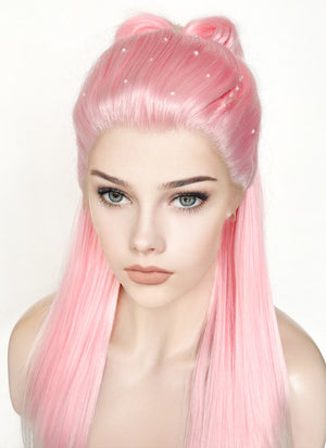 Pink White Ombre Braided Lace Front Synthetic Wig LF2130