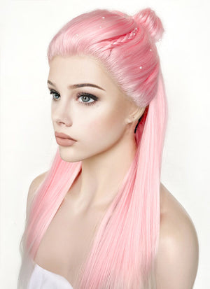 Pink White Ombre Braided Lace Front Synthetic Wig LF2130