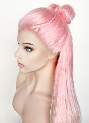 Pink White Ombre Braided Lace Front Synthetic Wig LF2130