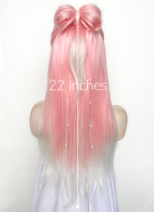 Pink White Ombre Braided Lace Front Synthetic Wig LF2130