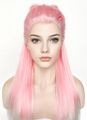 Pink White Ombre Braided Lace Front Synthetic Wig LF2130