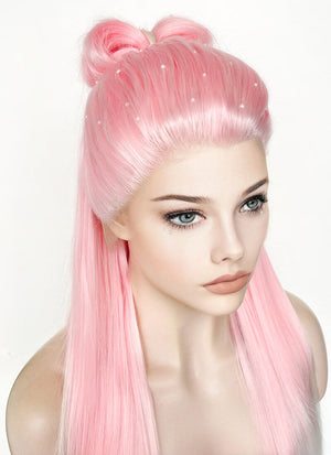 Pink White Ombre Braided Lace Front Synthetic Wig LF2130