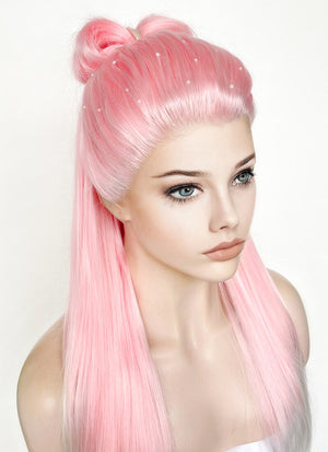 Pink White Ombre Braided Lace Front Synthetic Wig LF2130