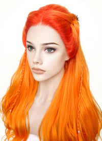 Mixed Orange Braided Lace Front Synthetic Wig LF2133