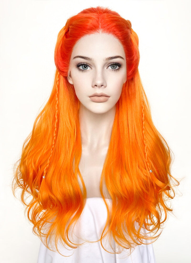 Mixed Orange Braided Lace Front Synthetic Wig LF2133