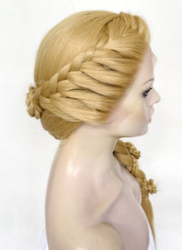 Tangled Rapunzel Blonde Braided Yaki Lace Front Synthetic Wig LF2136