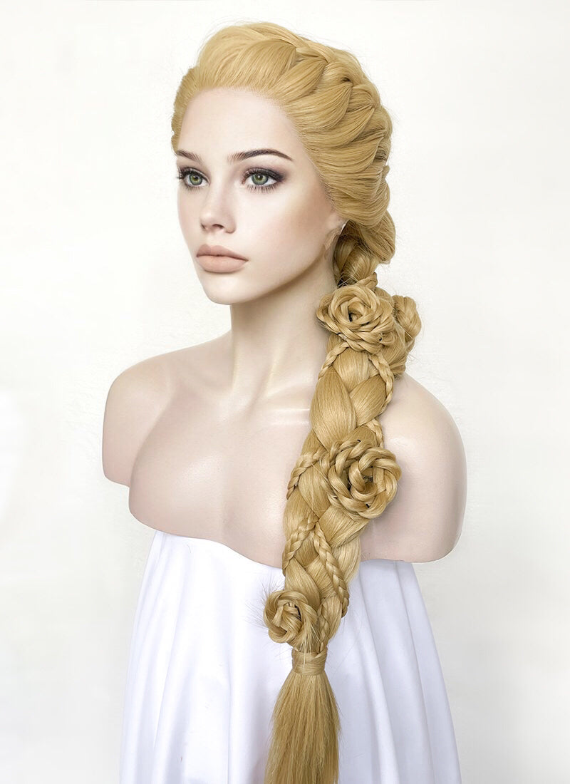 Tangled Rapunzel Blonde Braided Yaki Lace Front Synthetic Wig LF2136