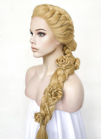 Tangled Rapunzel Blonde Braided Yaki Lace Front Synthetic Wig LF2136