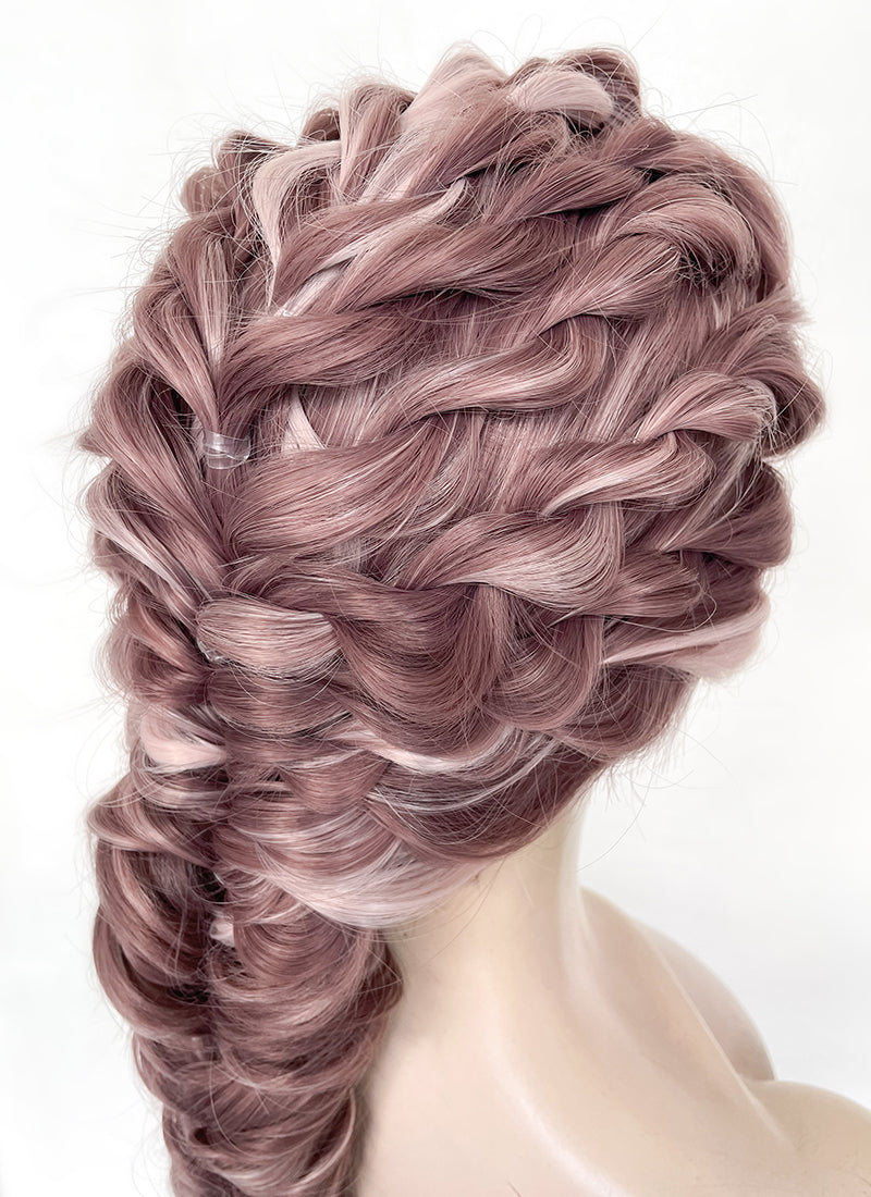 Two Tone Pink Braided Lace Front Synthetic Wig LF2137