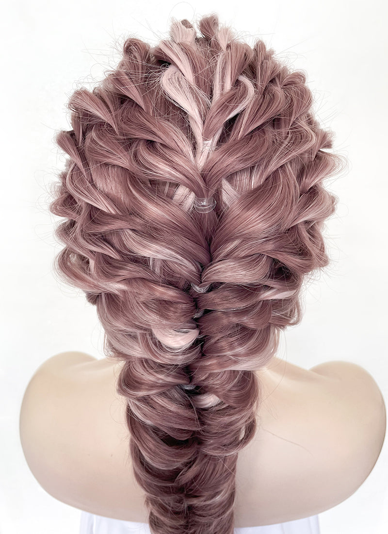 Two Tone Pink Braided Lace Front Synthetic Wig LF2137