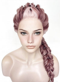 Two Tone Pink Braided Lace Front Synthetic Wig LF2137