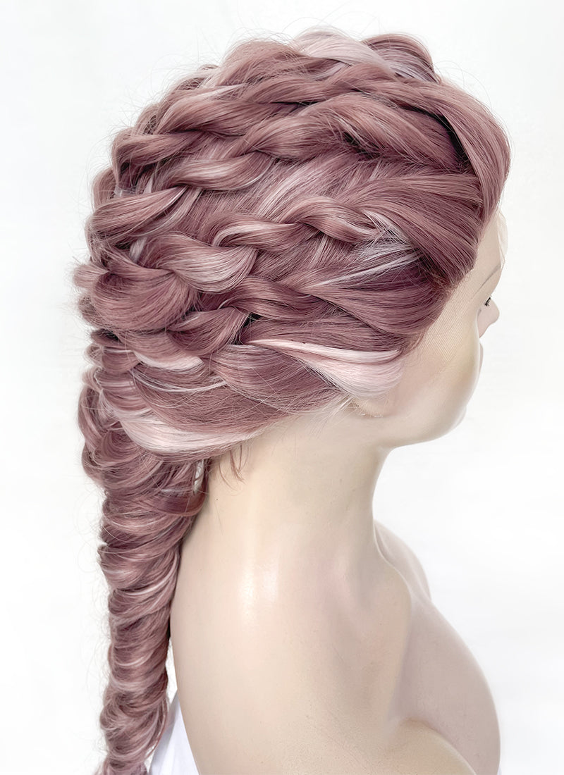 Two Tone Pink Braided Lace Front Synthetic Wig LF2137