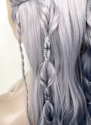 Two Tone Grey Braided Lace Front Synthetic Wig LF2141