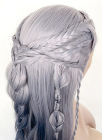 Two Tone Grey Braided Lace Front Synthetic Wig LF2141