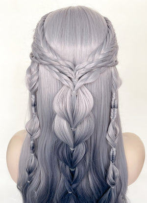 Two Tone Grey Braided Lace Front Synthetic Wig LF2141