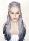 Two Tone Grey Braided Lace Front Synthetic Wig LF2141