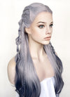 Two Tone Grey Braided Lace Front Synthetic Wig LF2141