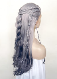 Two Tone Grey Braided Lace Front Synthetic Wig LF2141