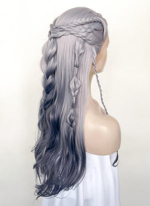 Two Tone Grey Braided Lace Front Synthetic Wig LF2141