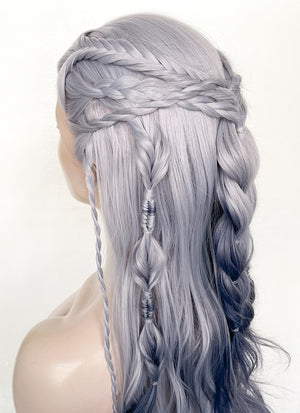 Two Tone Grey Braided Lace Front Synthetic Wig LF2141
