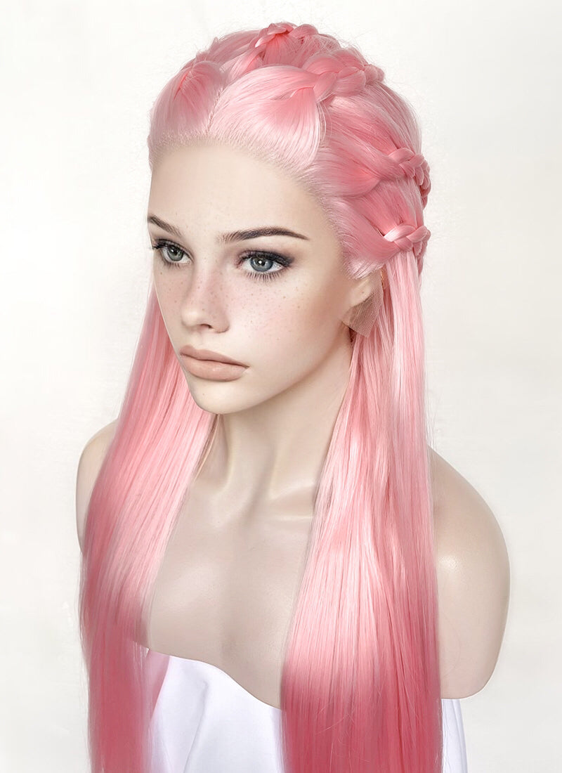 Pastel Pink Braided Lace Front Synthetic Wig LF2142