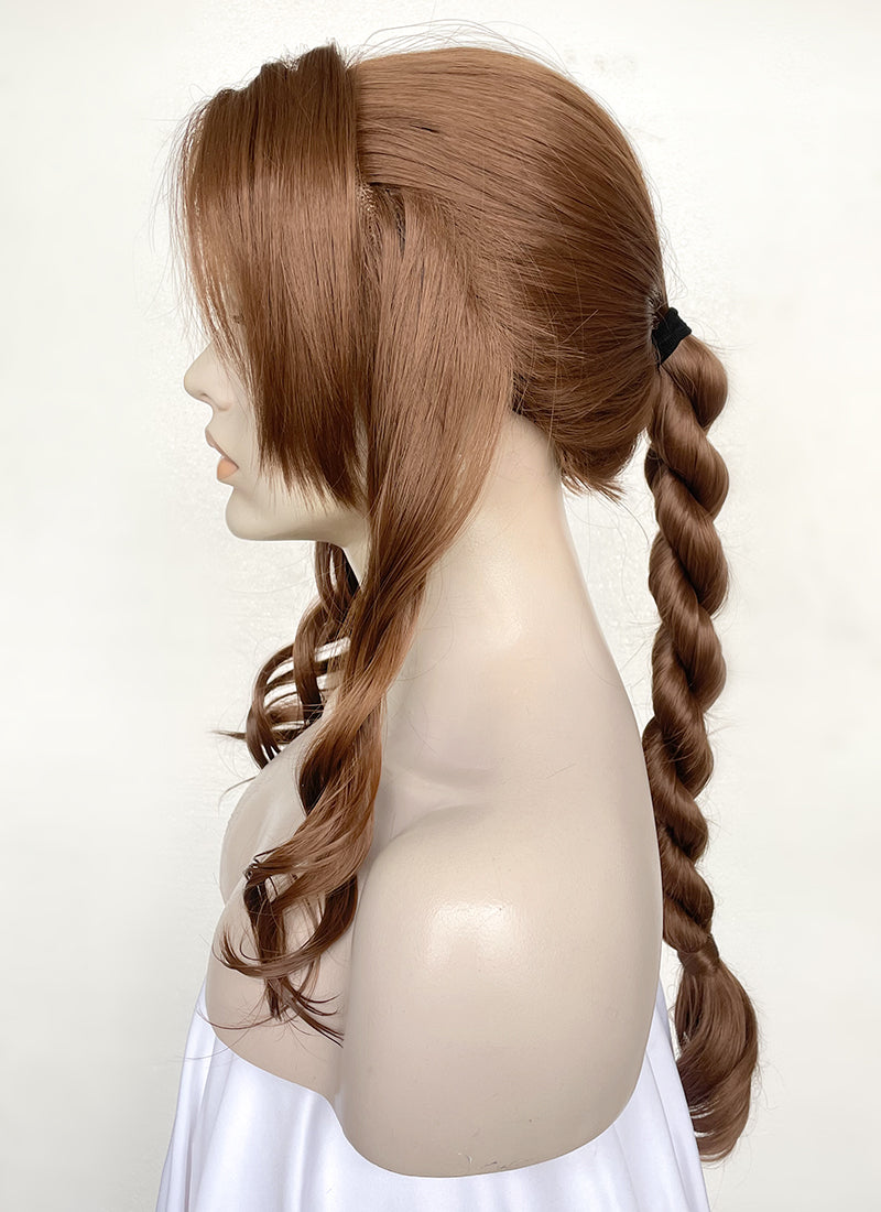 Final Fantasy Aerith Gainsborough Chestnut Brown Braided Lace Front Synthetic Wig LF2143