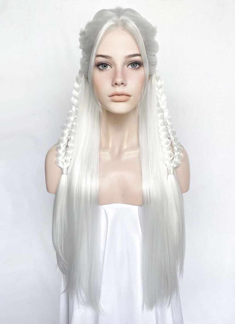 White Braided Yaki Lace Front Synthetic Wig LF2153