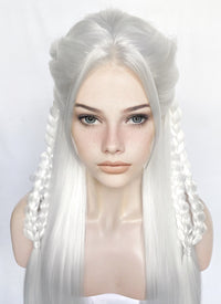 White Braided Yaki Lace Front Synthetic Wig LF2153