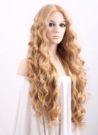 Wavy Golden Blonde Lace Front Synthetic Wig LF244