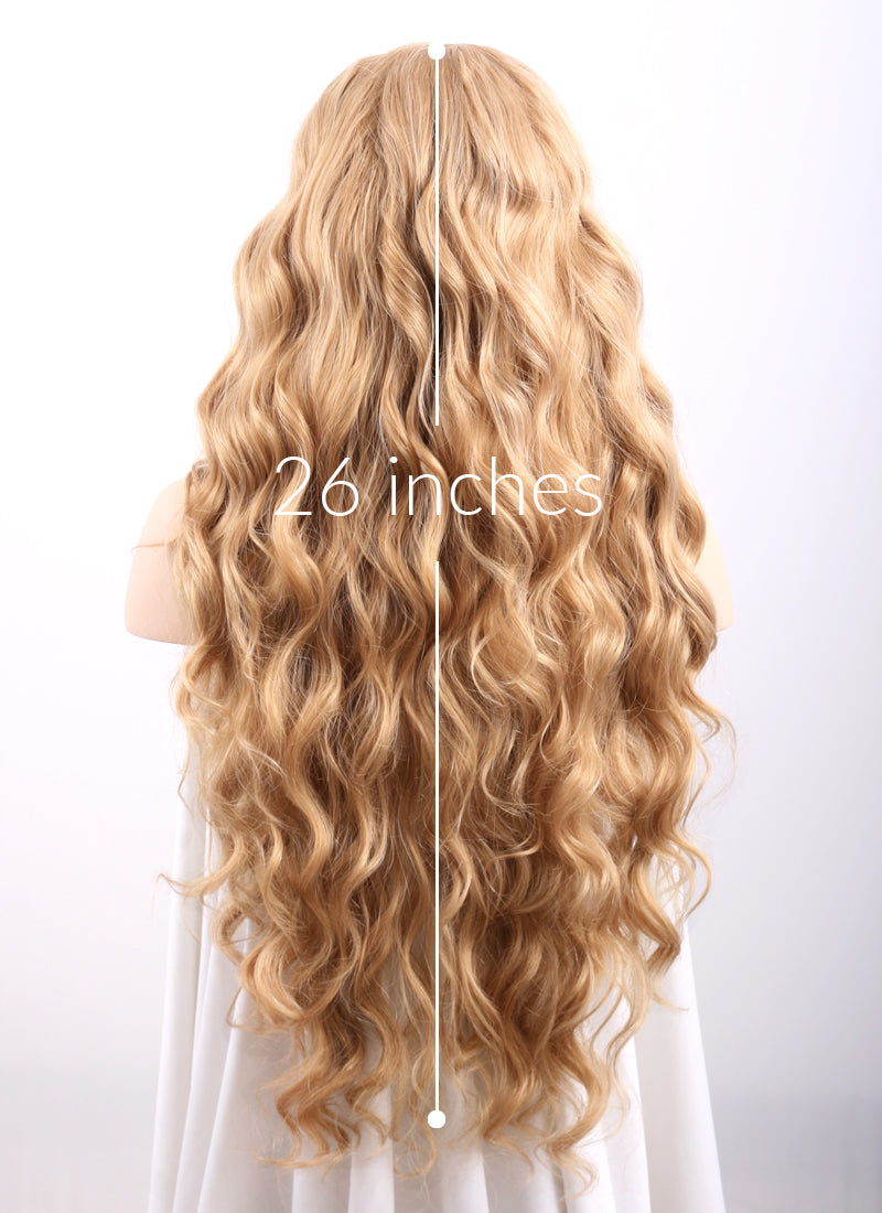 Wavy Golden Blonde Lace Front Synthetic Wig LF244