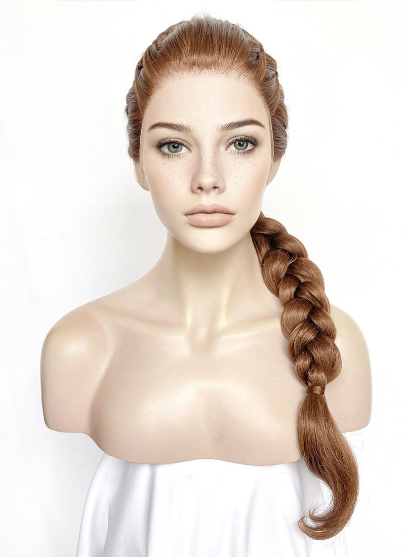Chestnut Brown Braided Lace Front Synthetic Wig LF2502