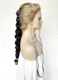 Blonde Black Split Gemini Color Braided Lace Front Synthetic Wig LF2504