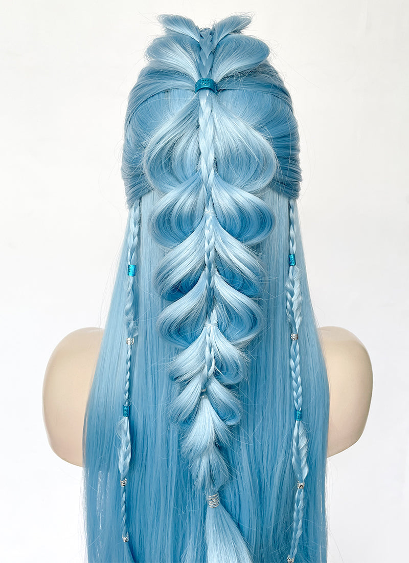 Blue full lace braided wig - Wigs blue, multicolour, average, braided,  long, synthetic hair