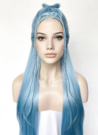 Pastel Blue Braided Lace Front Synthetic Wig LF2505