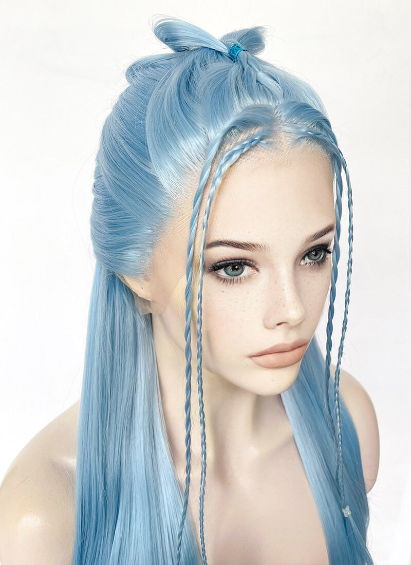 Pastel Blue Braided Lace Front Synthetic Wig LF2505