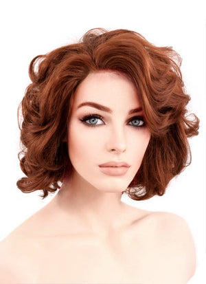 Auburn Curly Bob Lace Front Synthetic Wig LF253