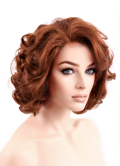 Wavy Auburn Bob Lace Wig CLF253 (Customisable)