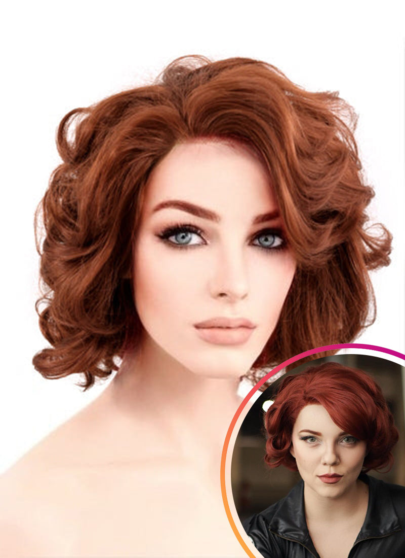Auburn Curly Bob Lace Front Synthetic Wig LF253