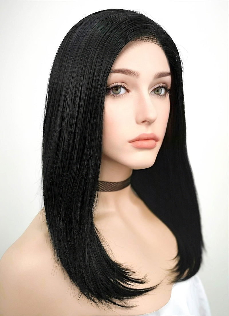 Jet Black Straight Bob Lace Front Synthetic Wig LF262