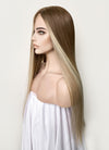 Brown Blonde Ombre Money Piece Straight Lace Front Kanekalon Synthetic Wig LF3168