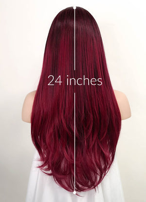 Two Tone Red Straight Lace Front Synthetic Wig LF3177