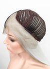 White Black Split Gemini Color Straight Lace Front Synthetic Wig LF3185