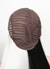 White Black Split Gemini Color Straight Lace Front Synthetic Wig LF3185