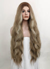 Ash Blonde With Brown Roots Money Piece Wavy Lace Front Synthetic Wig LF3219