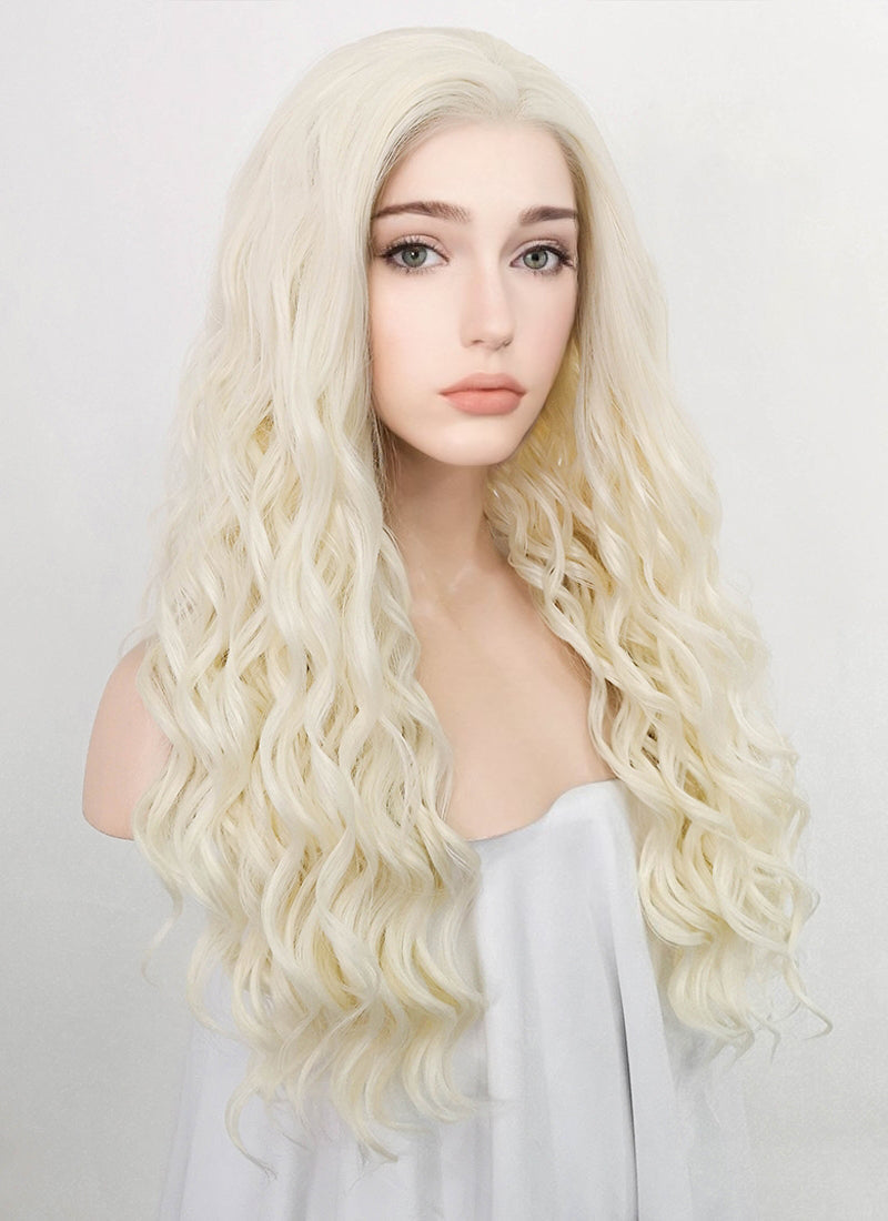 Light Blonde Curly Lace Front Synthetic Wig LF3225