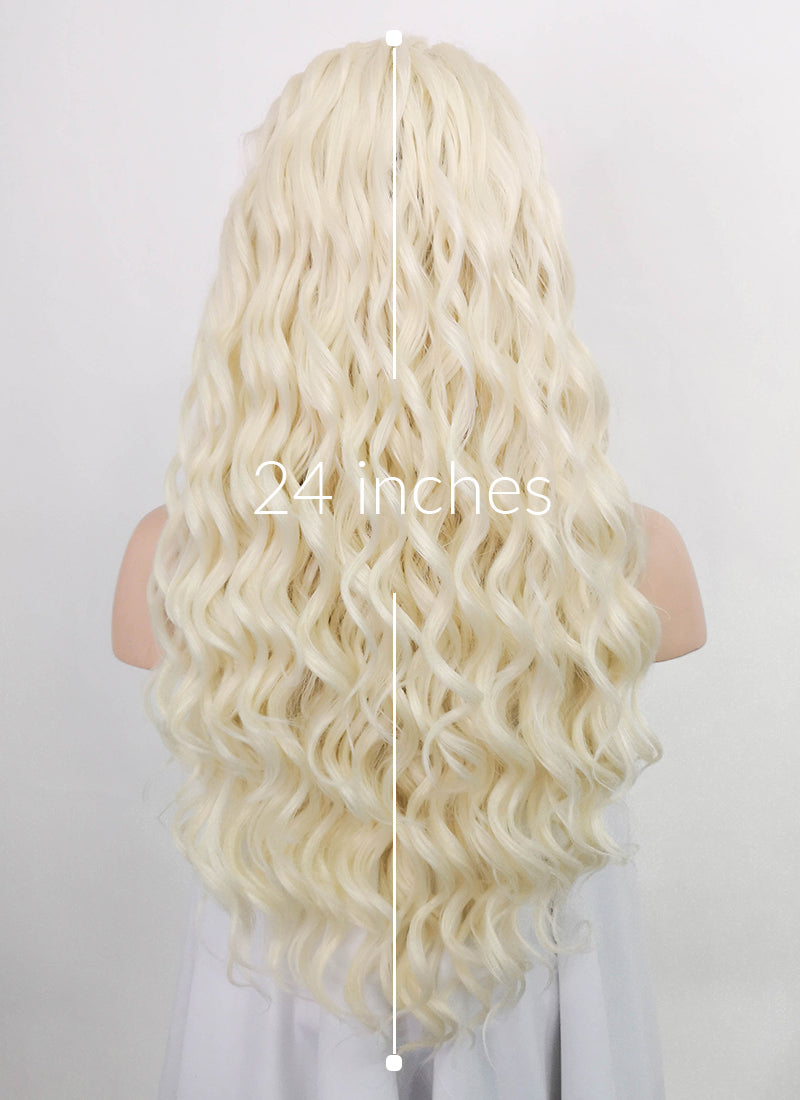 Light Blonde Curly Lace Front Synthetic Wig LF3225